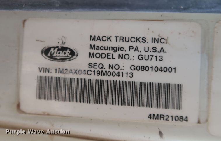image for item DK3574 2009 Mack GU713  dump truck
