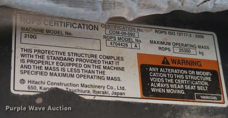 image for item DK3581 2015 John Deere 210G LC  excavator