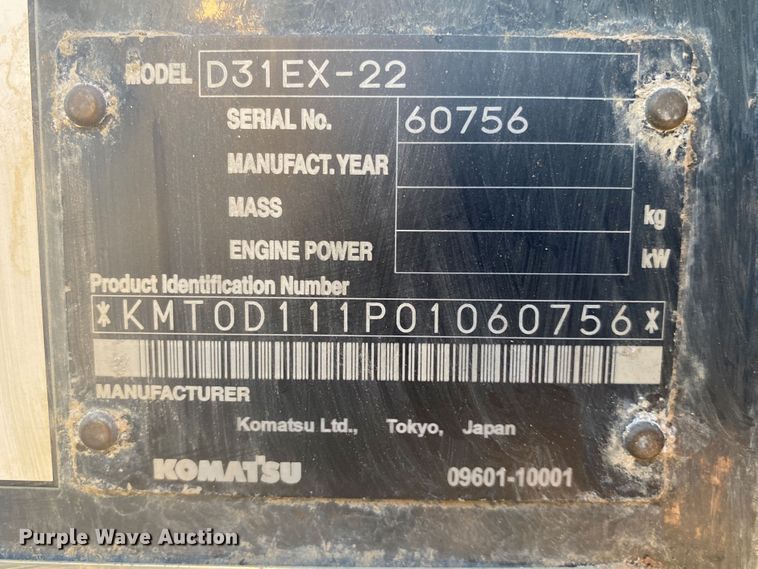 image for item DL6921 2012 Komatsu D31EX22  dozer