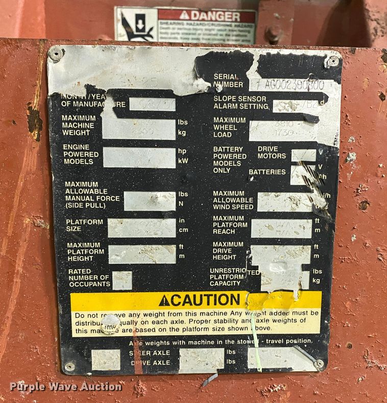 image for item DL6945 2000 Snorkle SL-25  scissor lift