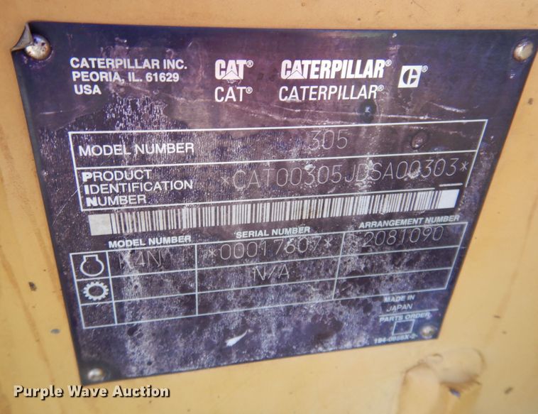 image for item DM5354 2003 Caterpillar 305C  mini excavator