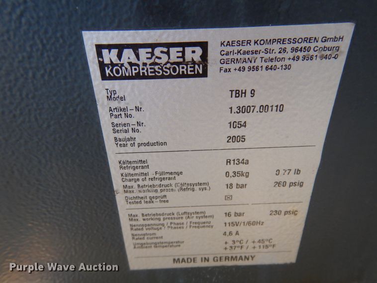 image for item DM5355 2005 Kaeser TBH9  air compressor