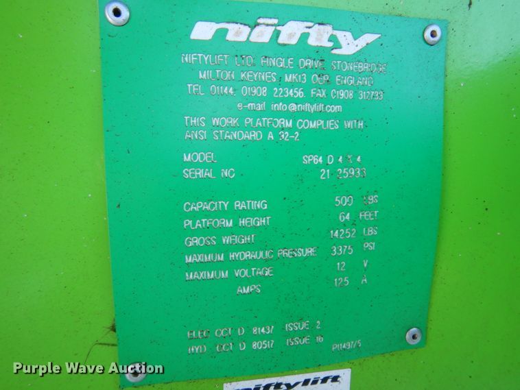 image for item DM5372 Nifty SP64D 4X4  boom lift