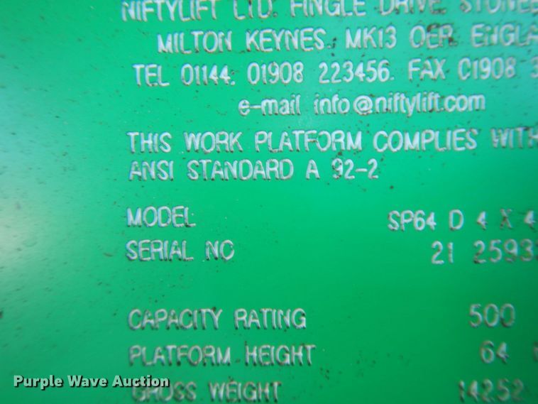 image for item DM5372 Nifty SP64D 4X4  boom lift