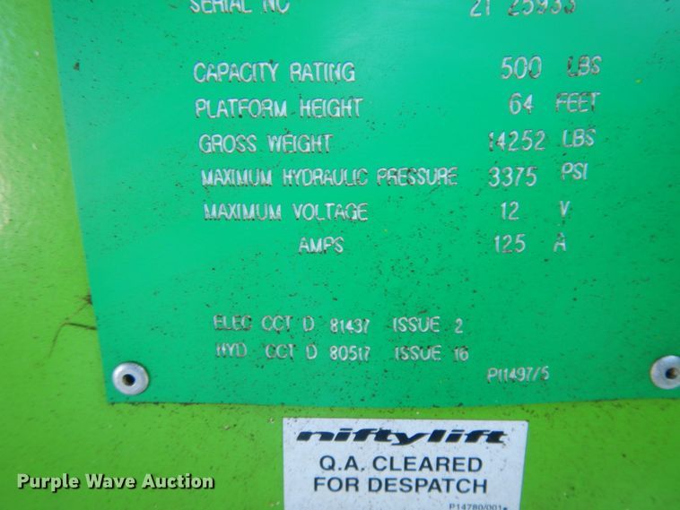 image for item DM5372 Nifty SP64D 4X4  boom lift