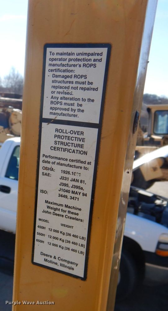 image for item DN1245 2000 John Deere 450H  dozer