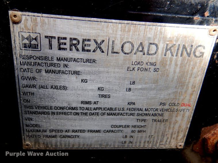 image for item DN1287 2007 Load King 508/554  lowboy equipment trailer