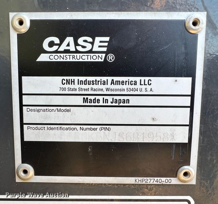 image for item ID9725 2018 Case CX80C  excavator