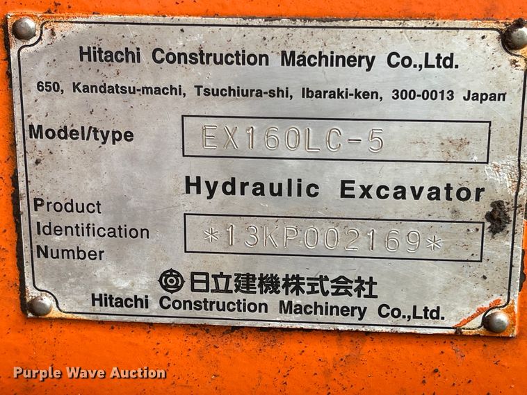 image for item IJ9722 2000 Hitachi EX160LC-5  excavator