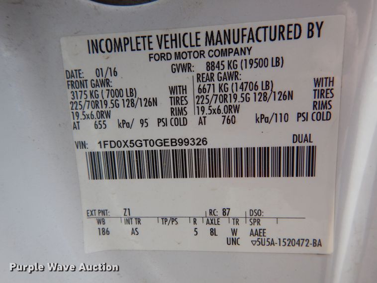 image for item JK9764 2016 Ford F550 Super Duty  SuperCab utility / service truck