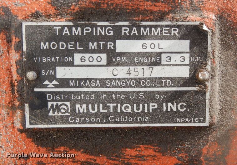 image for item JK9772 Multiquip 60L  plate compactor