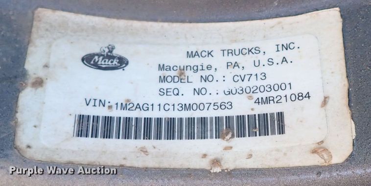 image for item JO9702 2003 Mack CV713  vacuum truck