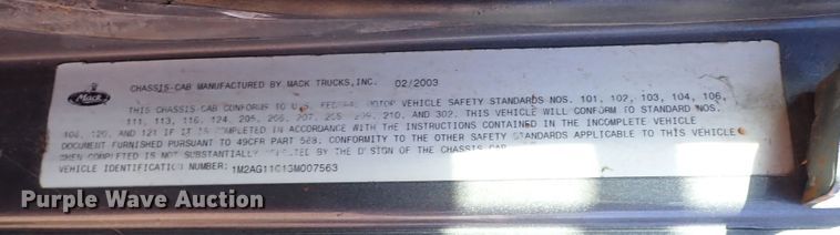 image for item JO9702 2003 Mack CV713  vacuum truck