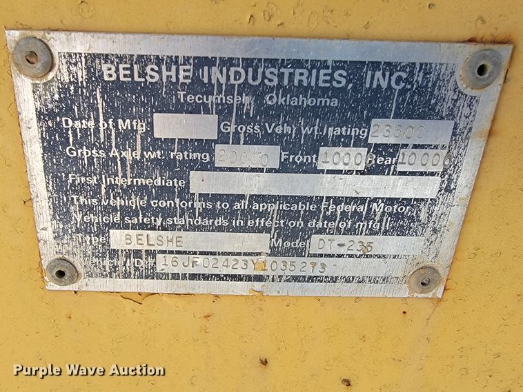 image for item JP9029 2000 Belshe  equipment trailer
