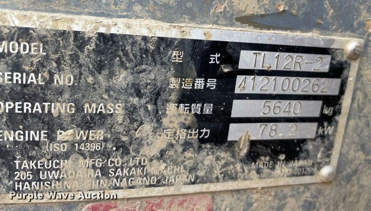 image for item JR9862 2017 Takeuchi TL12R2  tracked skid steer loader