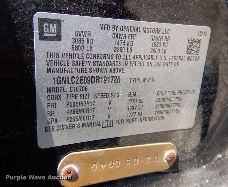 image for item DH8822 2013 Chevrolet Tahoe Police  SUV