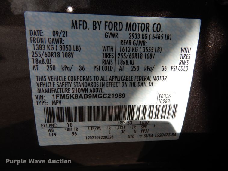 image for item DH8907 2021 Ford Explorer Police Interceptor  SUV