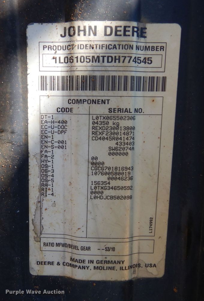 image for item DI8678 2013 John Deere 6105M  tractor