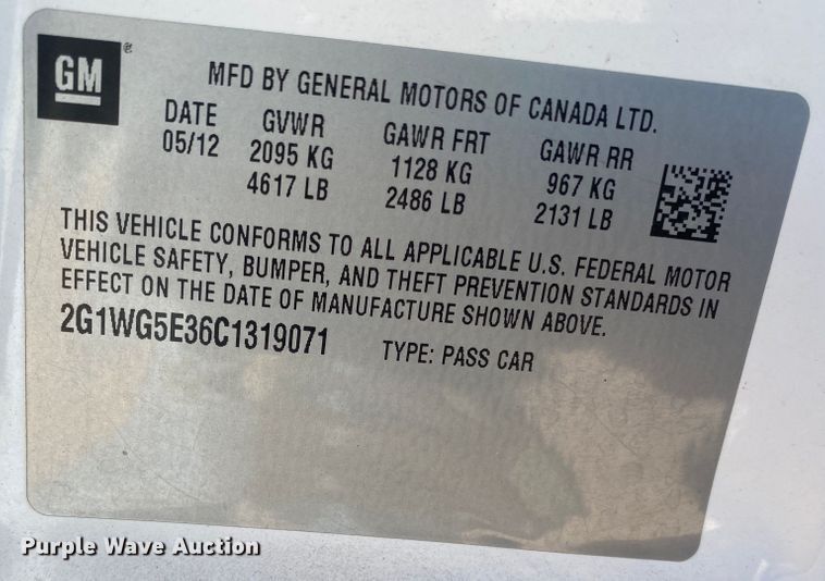 image for item DJ7584 2012 Chevrolet Impala