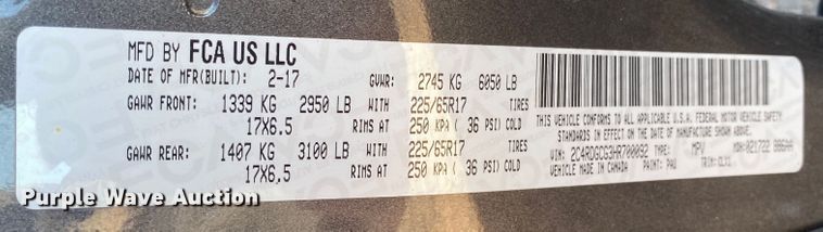 image for item DJ7586 2017 Dodge Grand Caravan  van