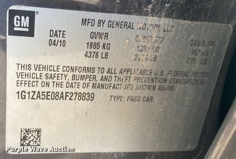 image for item DJ7587 2010 Chevrolet Malibu