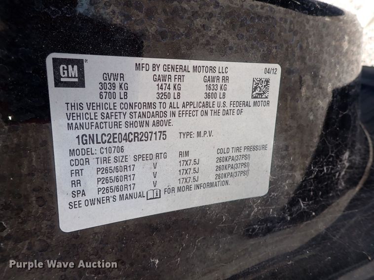 image for item DS7024 2012 Chevrolet Tahoe Police  SUV