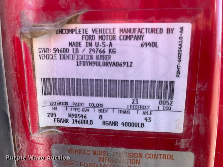 image for item FV9256 1994 Ford LNT9000  pumper fire truck