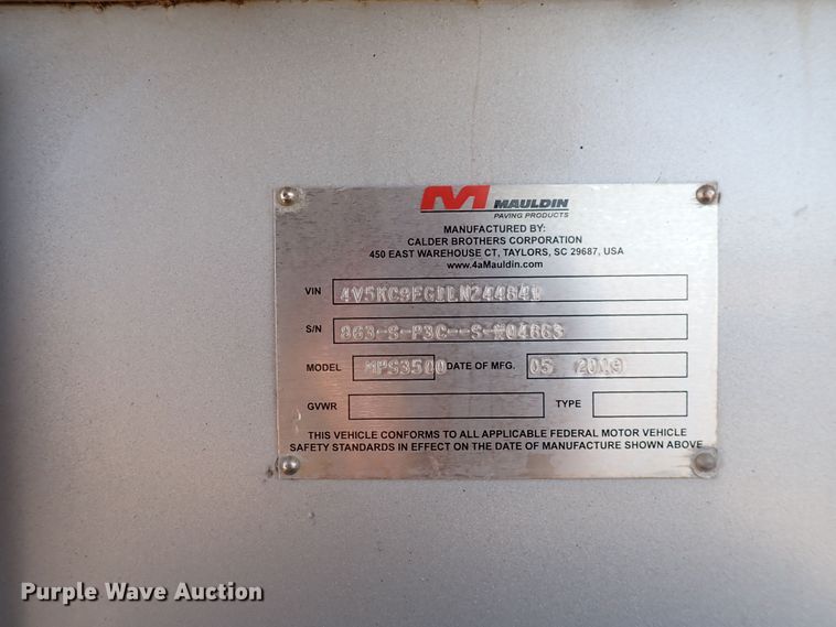 image for item IH9553 2019 Mauldin MPS 3500  oil distributor bed