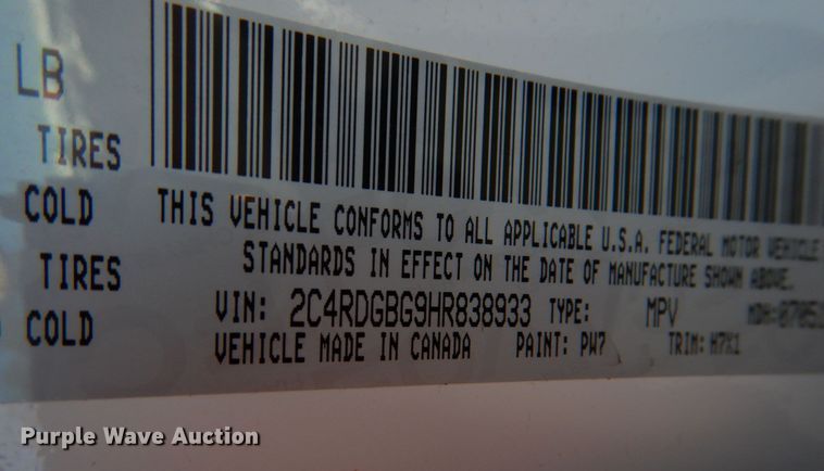 image for item JD9444 2017 Dodge Grand Caravan  handicap accessible van