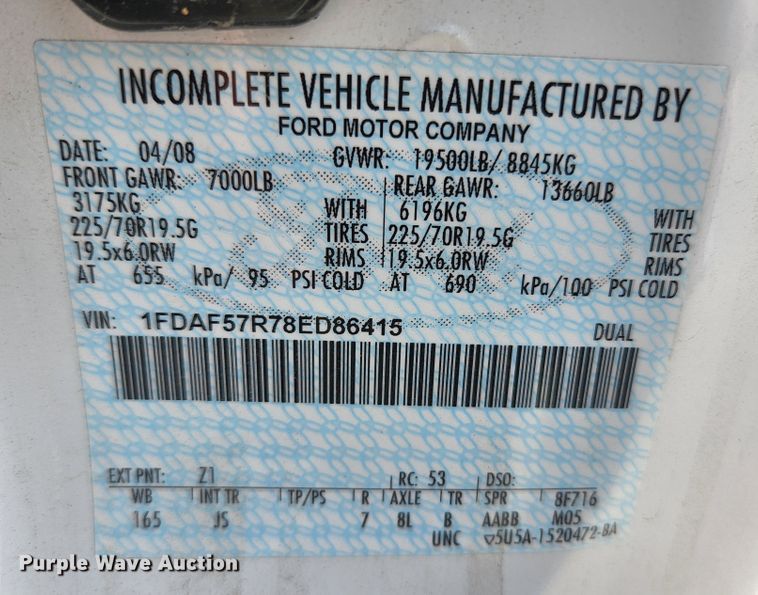 image for item JG9197 2008 Ford F550 Super Duty XL  bucket truck