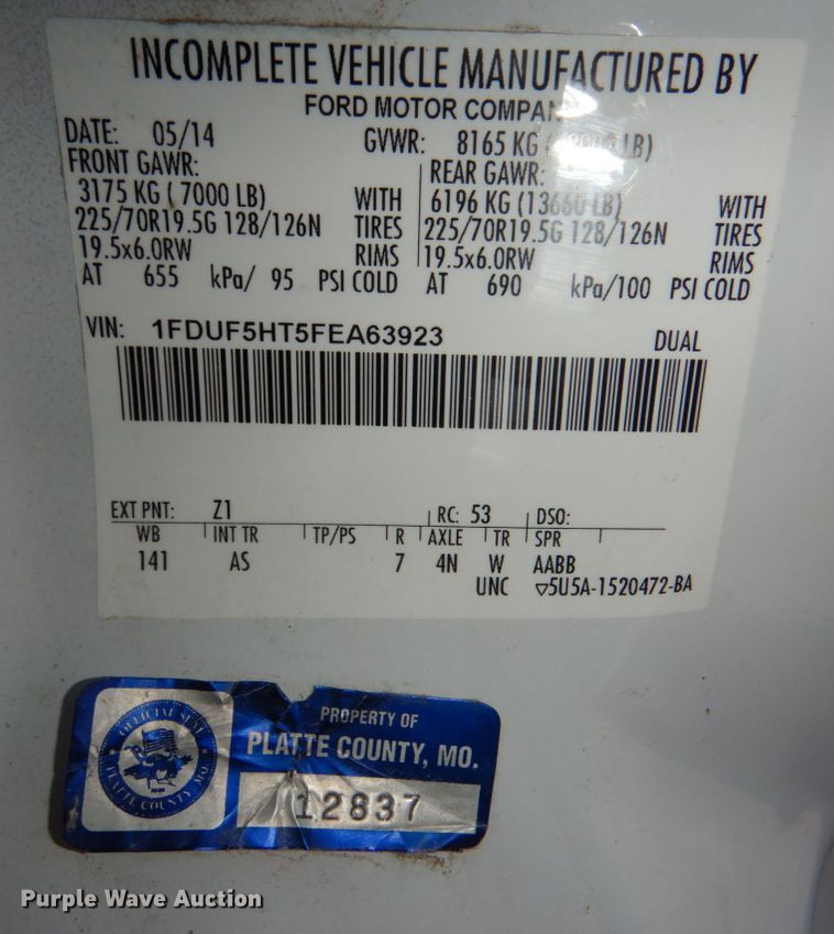 image for item JJ9341 2015 Ford F550 Super Duty  utility / service truck