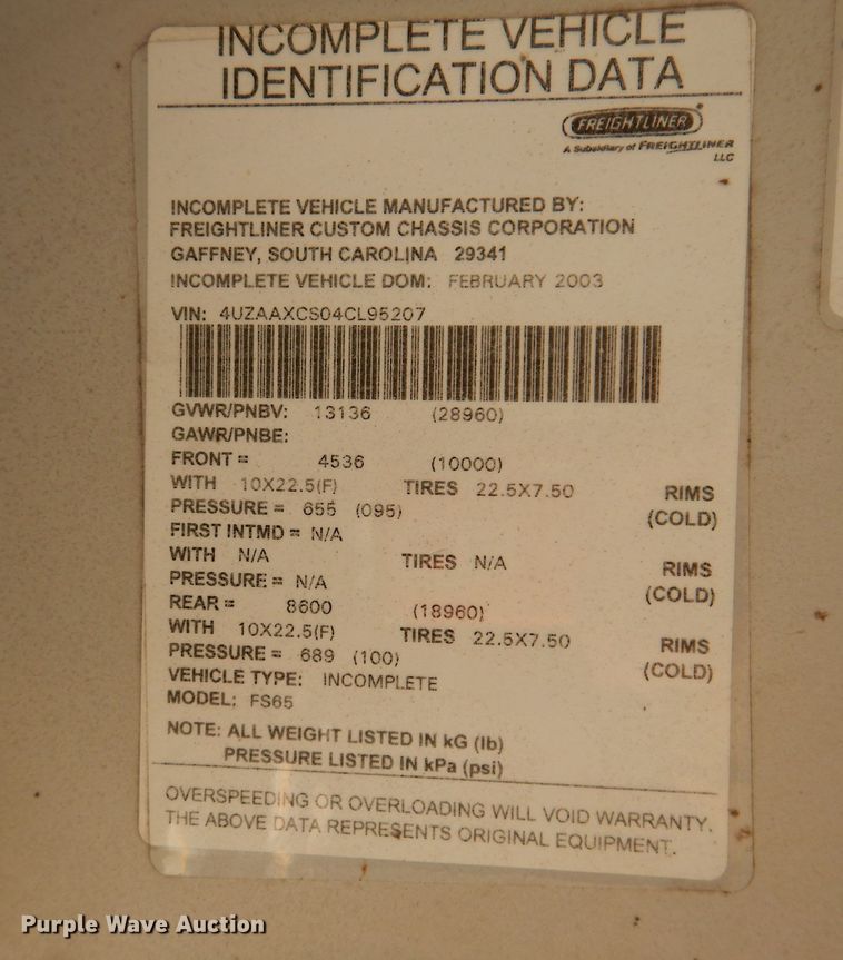 image for item JK9548 2004 Freightliner FS65  school bus