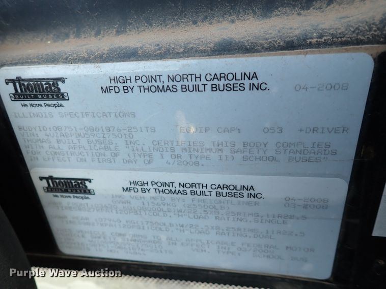 image for item JO9743 2009 Freightliner B2 Thomas Built  school bus