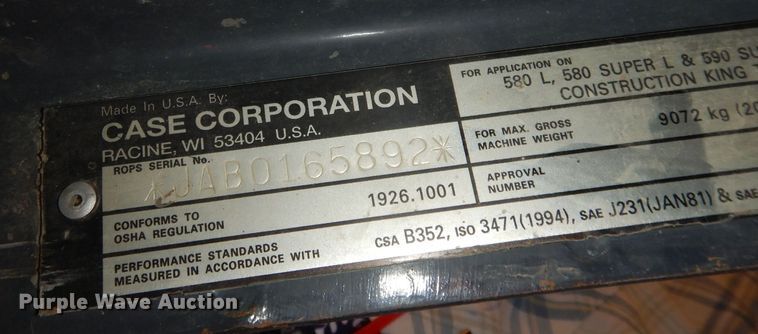 image for item JV9347 1999 Case 580L  Series 2 backhoe