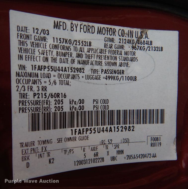 image for item KE9396 2004 Ford Taurus SES