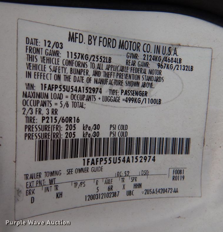 image for item KE9430 2004 Ford Taurus SES