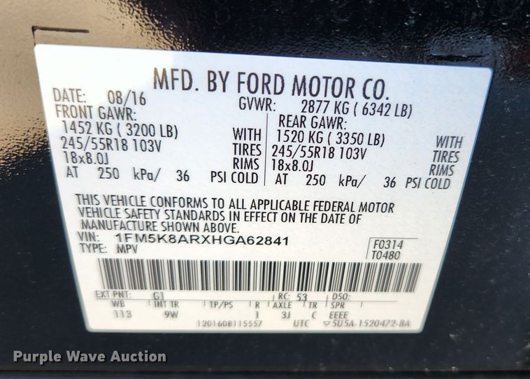 image for item KH9743 2017 Ford Explorer Police Interceptor  SUV