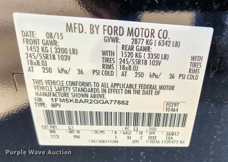 image for item KH9744 2016 Ford Explorer Police Interceptor  SUV