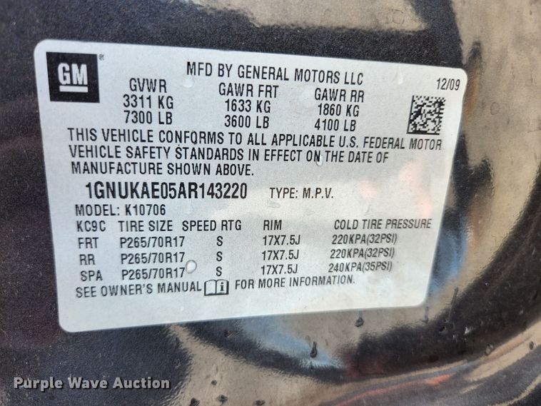 image for item KH9745 2010 Chevrolet Tahoe  SUV