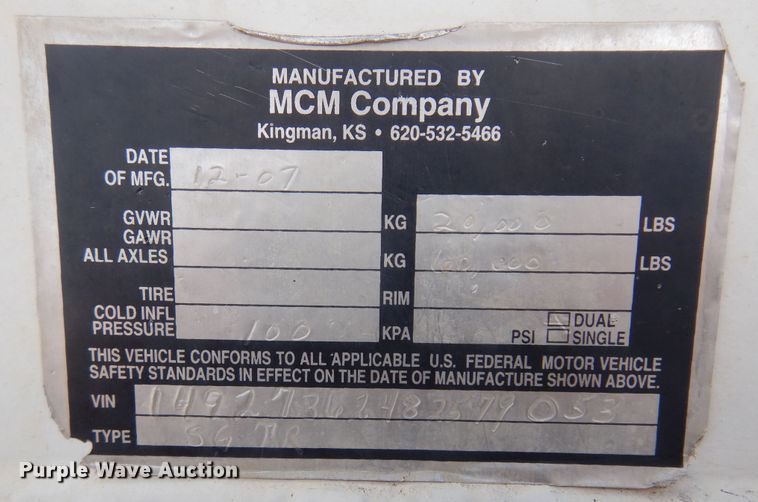 image for item DF0100 2008 MCM  grain trailer