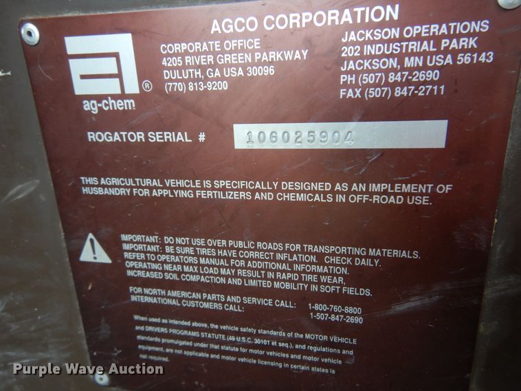 image for item DF0102 Ag-Chem RoGator 1064  sprayer