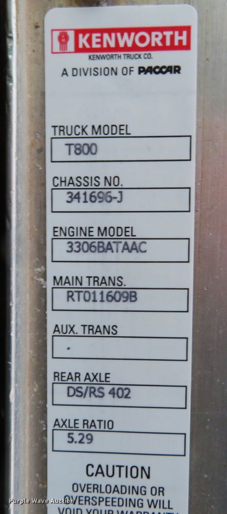 image for item DH8014 1987 Kenworth T800  fertilizer delivery truck