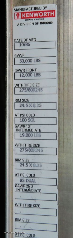 image for item DH8014 1987 Kenworth T800  fertilizer delivery truck