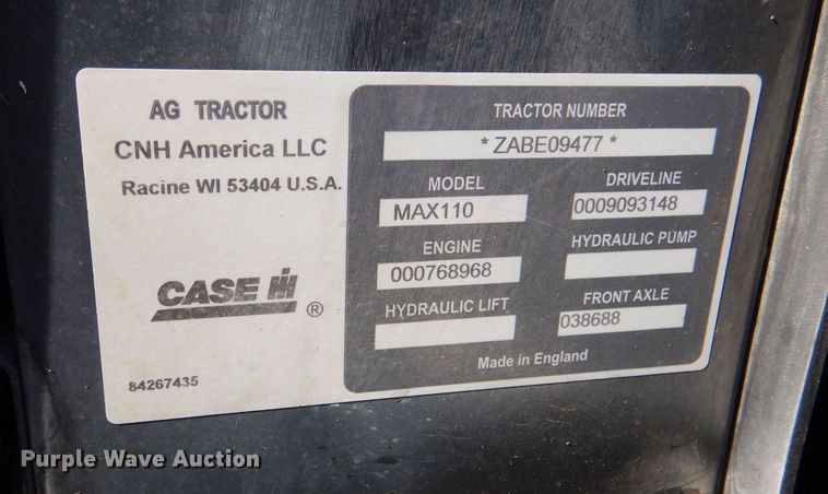 image for item DN5469 2011 Case IH Maxxum 110  MFWD tractor