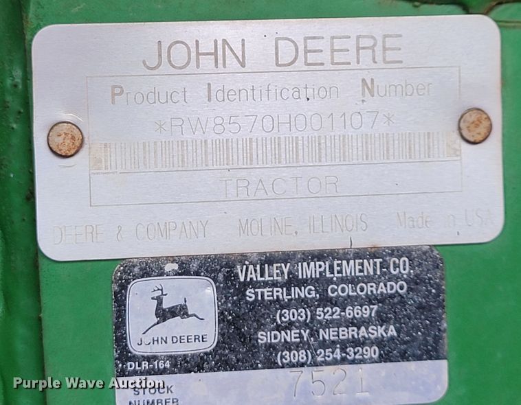 image for item HF9270 1993 John Deere 8570  4WD tractor
