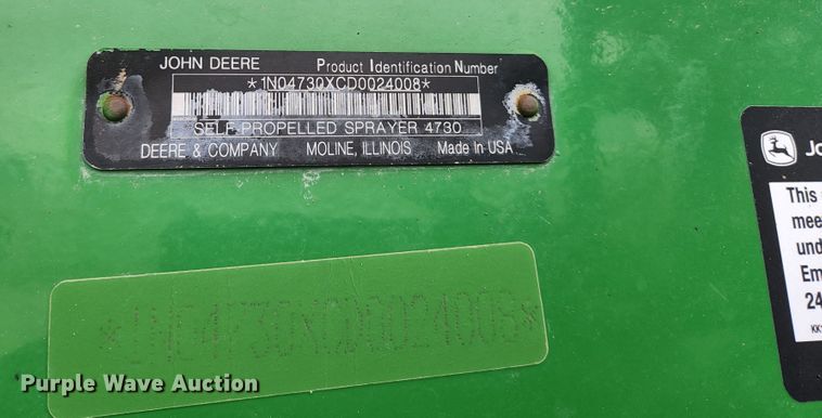 image for item HK9304 2013 John Deere 4730  sprayer