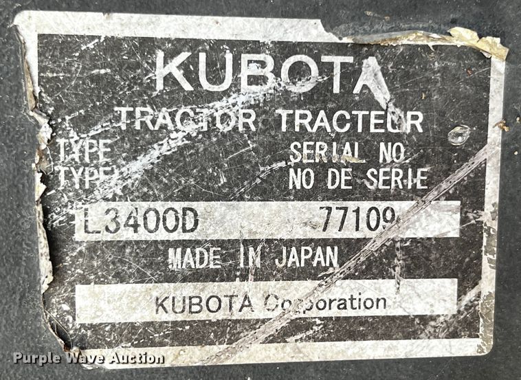 image for item JH9391 Kubota L3400  MFWD tractor