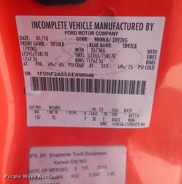 image for item DI1797 2010 Ford F250 Super Duty  utility bed pickup truck