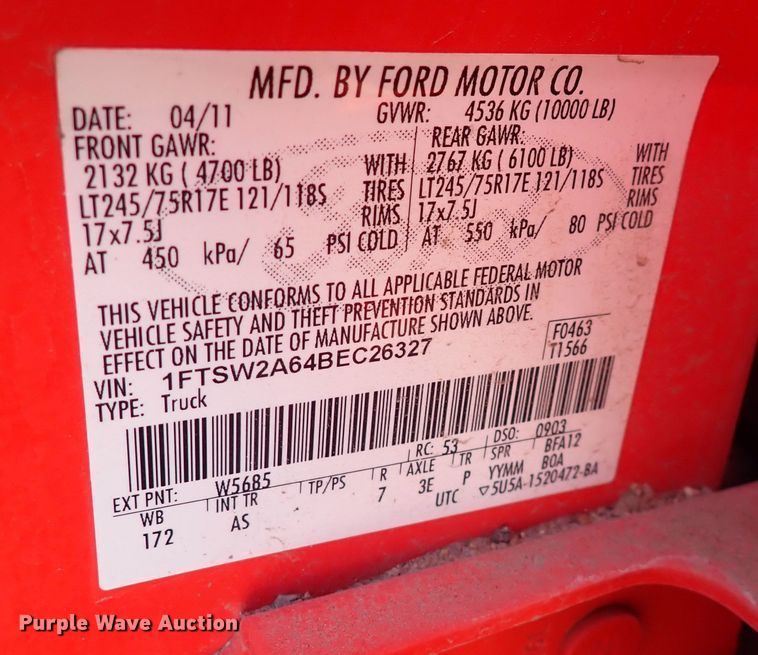 image for item DI1798 2011 Ford F250 Super Duty  Crew Cab utility bed pickup truck