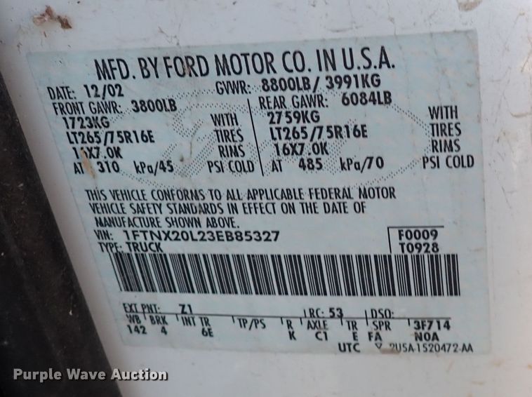 image for item DI1808 2003 Ford F250 Super Duty  SuperCab pickup truck